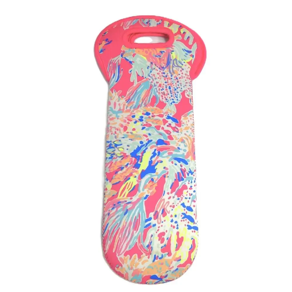 Lilly Pulitzer Pink Insulated Wine Caddy Bag Coral Summer Neoprene Bottle Tote